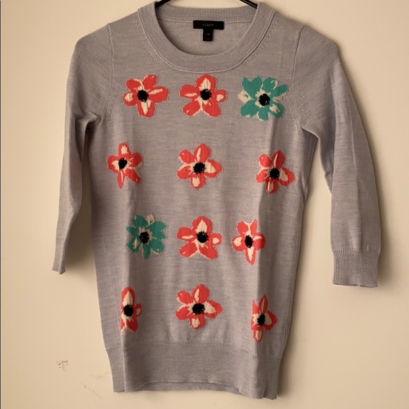 Donated | LAST CHANCE | J. Crew Flower Merino Wool 3/4 Sleeve sweater - Picture 2 of 6
